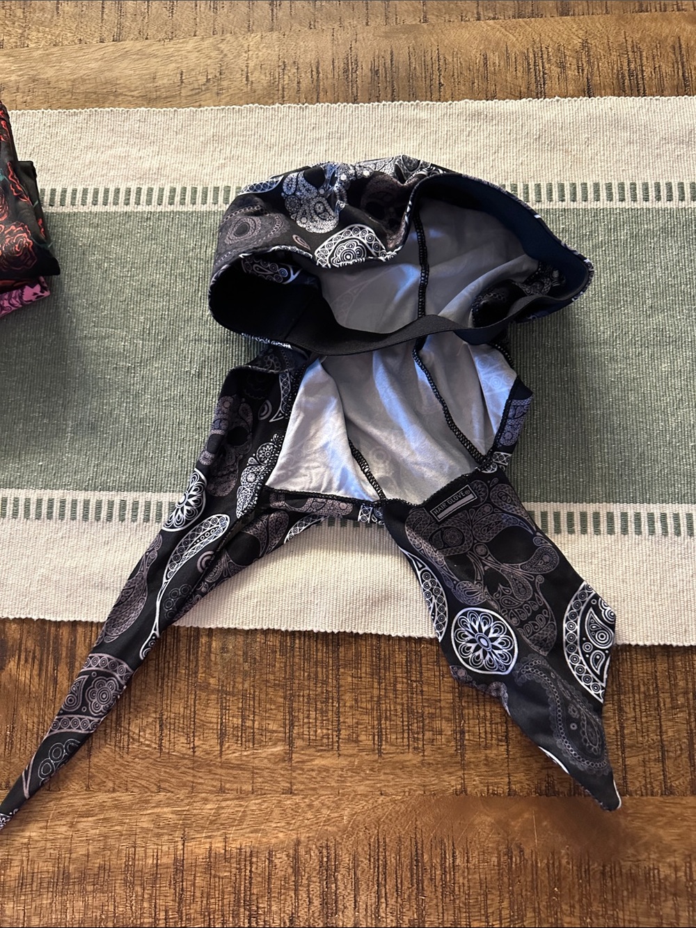 Black Paisley Skull Bandana Hood hair Glove